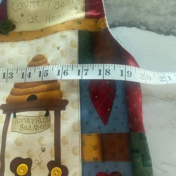 Women’s Hand Made Country Style Denim Embroidered VEST Bears Bees , Medium M - Picture 5 of 7